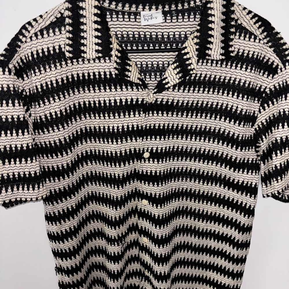 Black and White Striped Casual Button Down Shirt